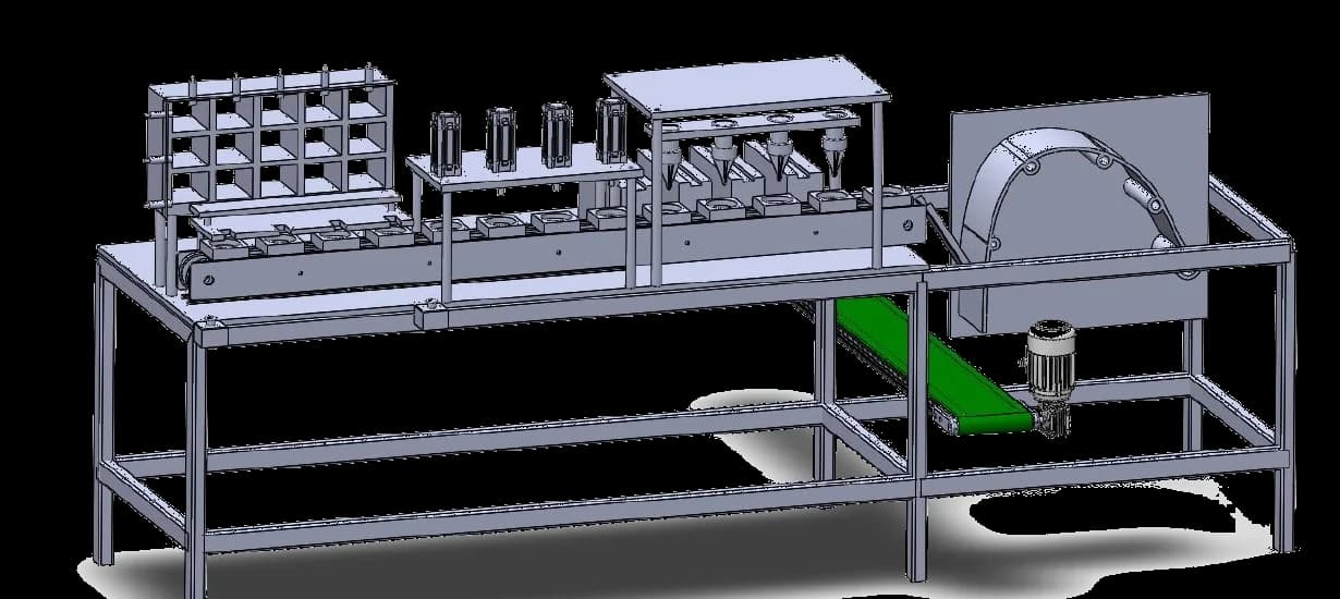 Eigenes CAD-Modell einer Sondermaschine für die Filtermontage